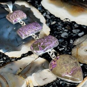 Large “Peace of Mind Stone” Purpurite Pendant 3 1/2”